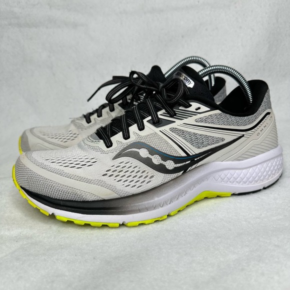 Saucony Omni 19 Mens Running Shoe Sneakers Grey Fog Citrus S20570-45 Size 8 - Picture 4 of 7